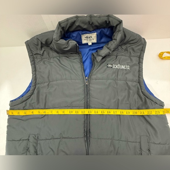 Nice Ecko Unltd Gray Puffer Vest Collared Full Zipper Men’s Size Xlarge - Picture 9 of 12